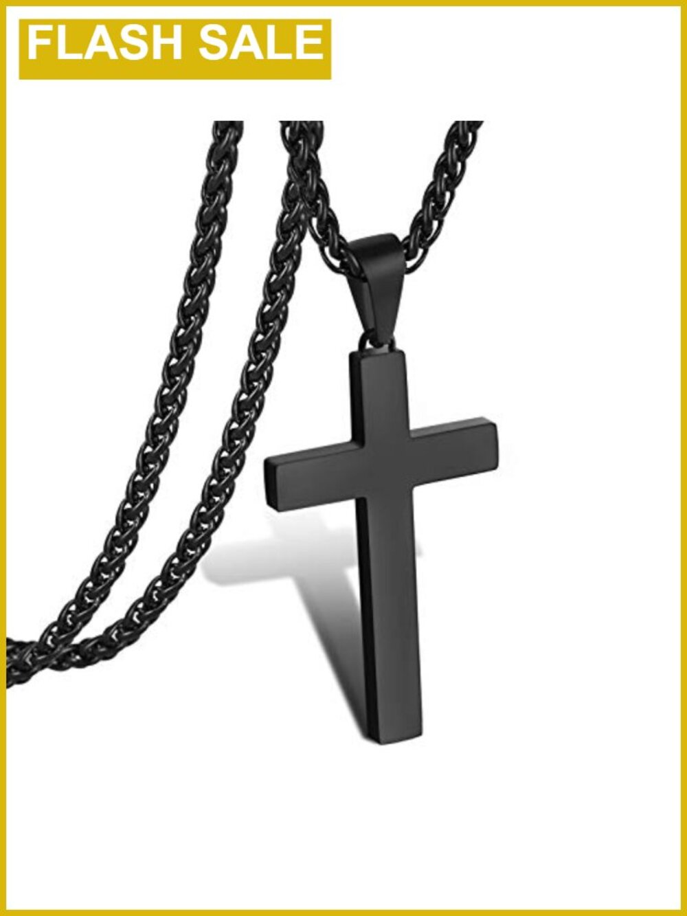 Stainless Steel Cross Pendant Necklace Wheat Chain Religious Gift